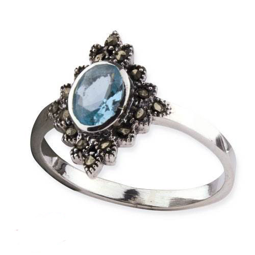Ring 'Blue Marcasite' mit Zirkonia - vergleichen und g&uuml;nstig kaufen